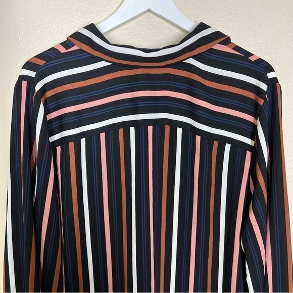 Halogen Womens Black Multicolor Stripe Button Up Blouse Shirt Size XL - Picture 6 of 10